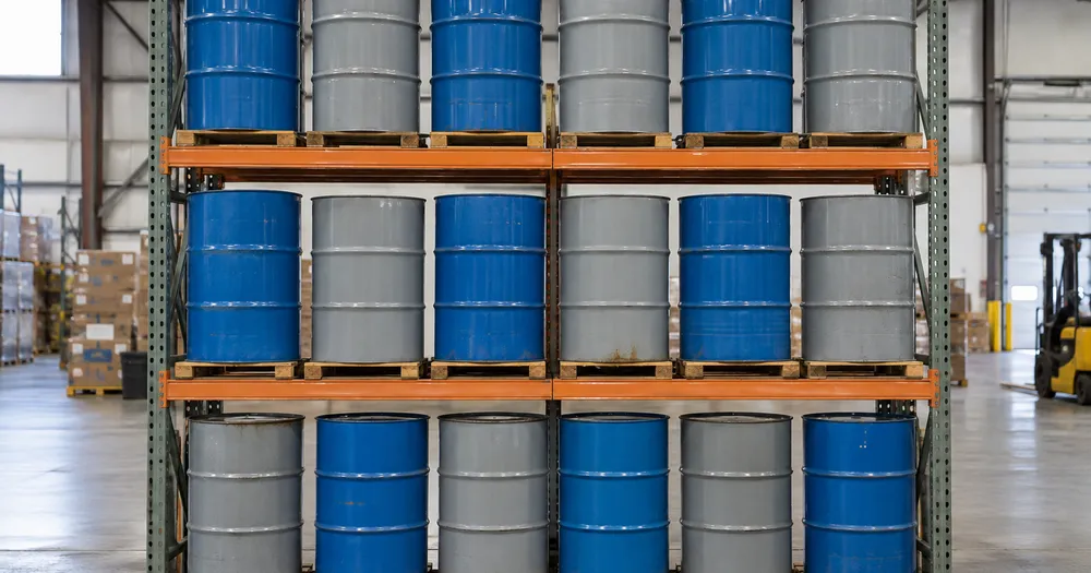 Count drums in a storage bay from a photo — count drums in a rack from a photo with marked results