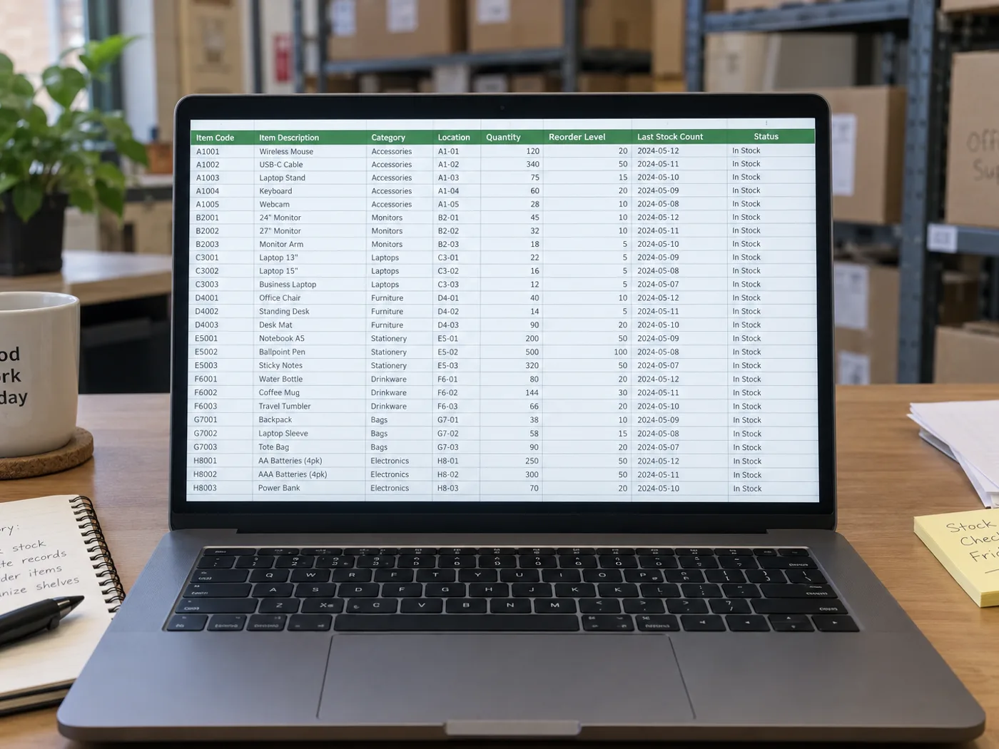 Inventory Sheet to Excel — Digitize Stock Count Images — turn a photo of an inventory sheet into an Excel stock list — After