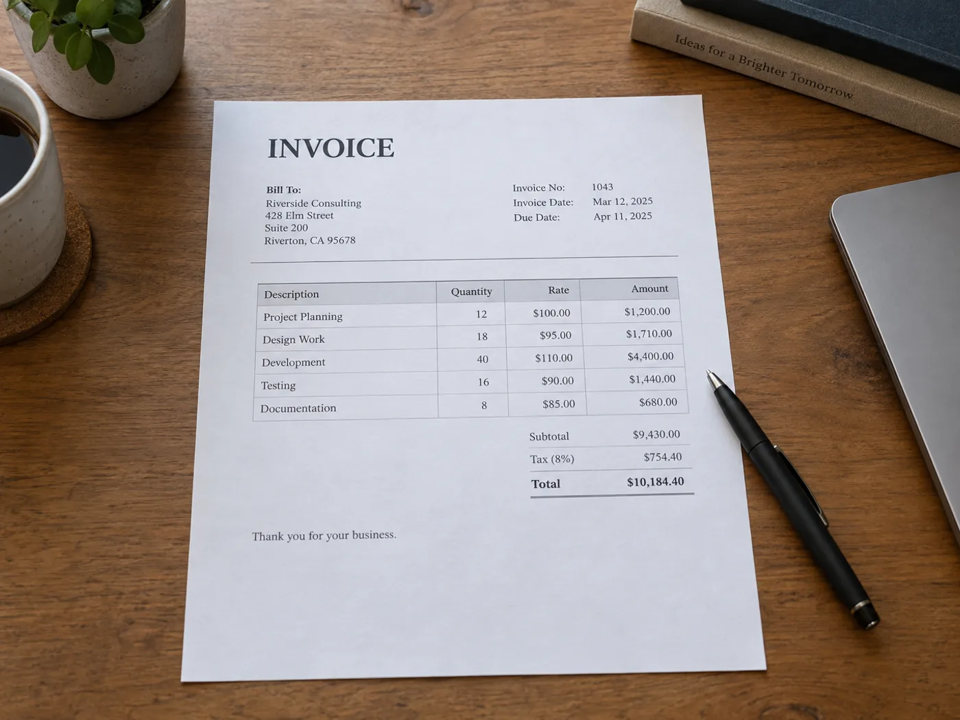 Invoice to Excel — Extract Invoice Image Tables — extract invoice line items from a photo into Excel — Before