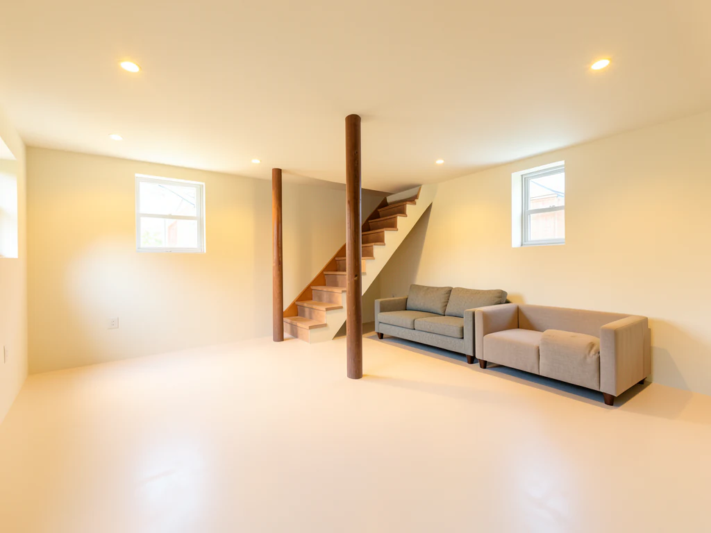 Basement Finishing Project Visualizer — real estate photo editor to stage rooms, replace skies and remove clutter — After