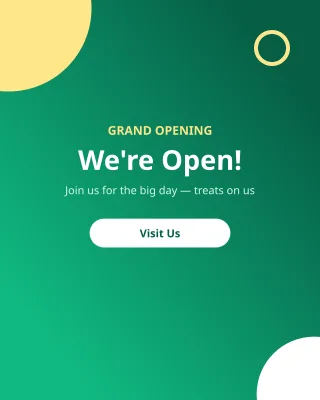 Grand Opening — editable green advertisement template, instagram portrait