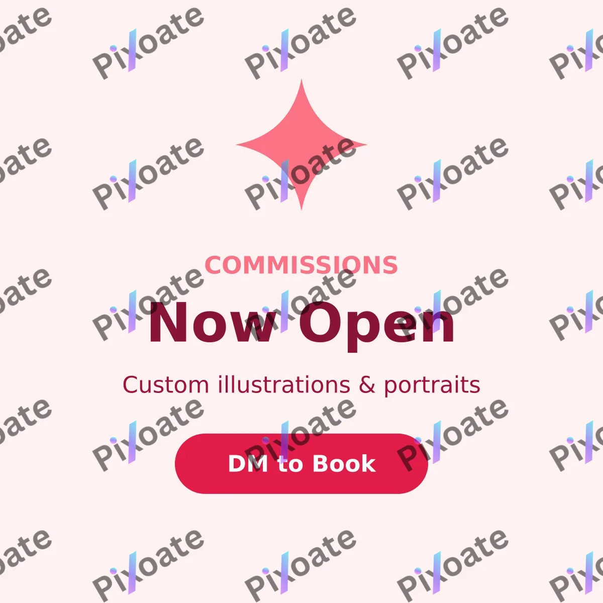 Commissions Open Commissions Open — editable white creator template, instagram post