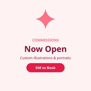 Commissions Open — editable white creator template, instagram post