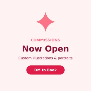 Commissions Open — editable white creator template, instagram post