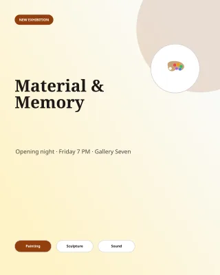 Gallery Opening Poster — Editorial Amber — editable white creator template, instagram portrait
