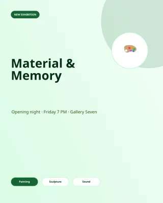Gallery Opening Poster — Sage Office — editable white creator template, instagram portrait