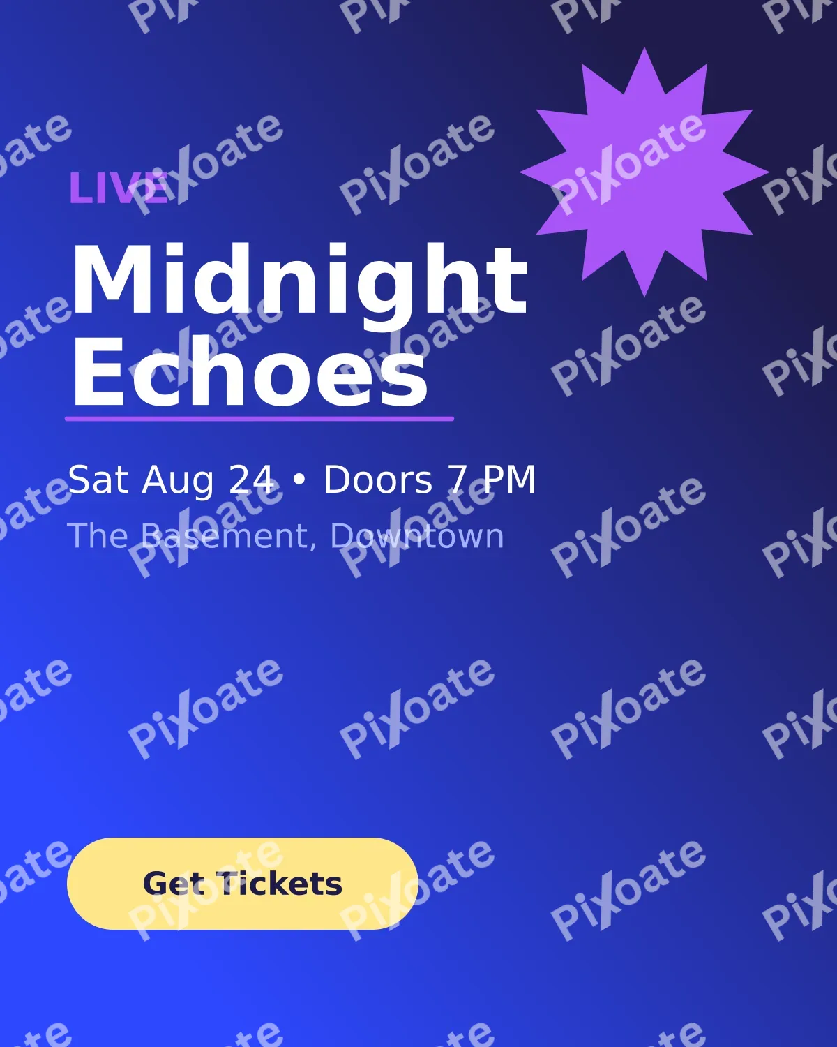 Gig Poster — editable blue creator template, instagram portrait