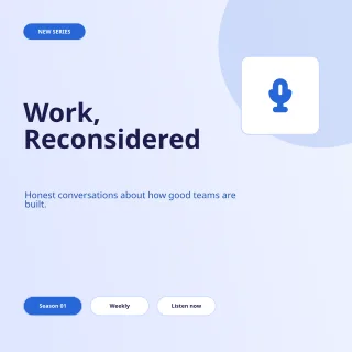 Podcast Premiere Cover — Bold Indigo — editable white creator template, instagram post