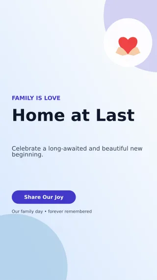Aurora Adoption Welcome Story — editable white family announcement template, story / reel