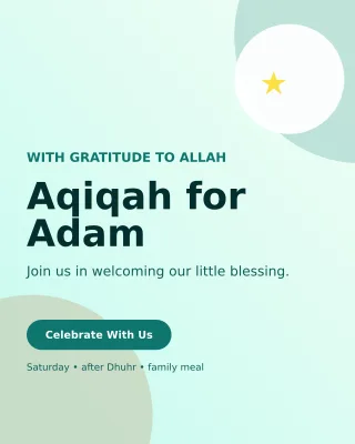 Aurora Aqiqah Invitation Portrait Post — editable white family announcement template, instagram portrait