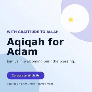 Aurora Aqiqah Invitation Square Post — editable white family announcement template, instagram post