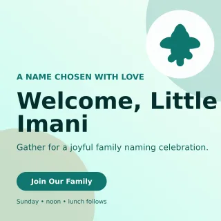 Aurora Baby Naming Day Square Post — editable white family announcement template, instagram post