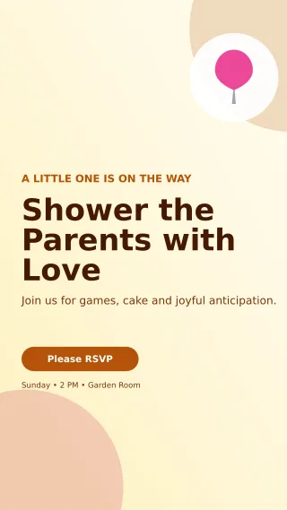 Aurora Baby Shower Story — editable white family announcement template, story / reel