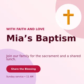 Aurora Baptism Invitation Square Post — editable white family announcement template, instagram post