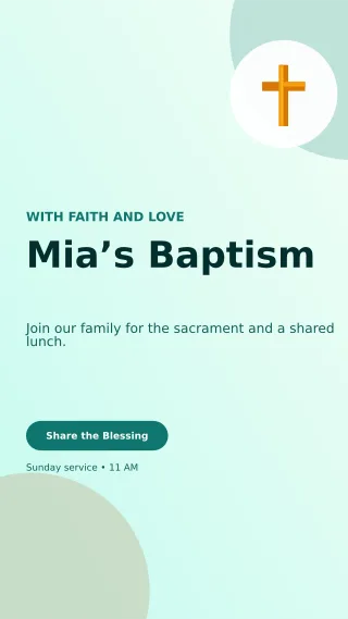 Aurora Baptism Invitation Story — editable white family announcement template, story / reel