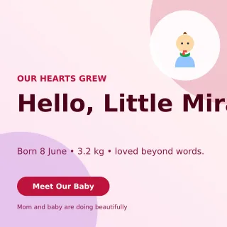 Aurora Birth Announcement Square Post — editable white family announcement template, instagram post