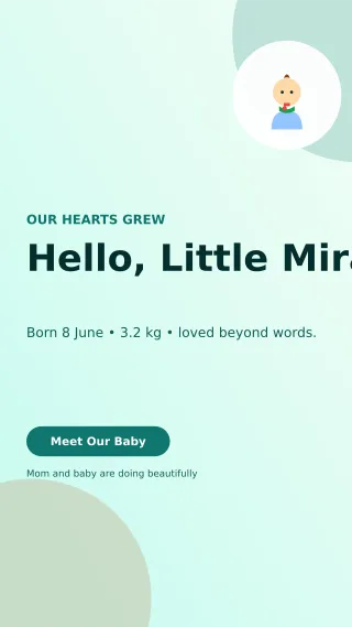 Aurora Birth Announcement Story — editable white family announcement template, story / reel
