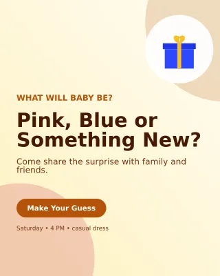 Aurora Gender Reveal Portrait Post — editable white family announcement template, instagram portrait