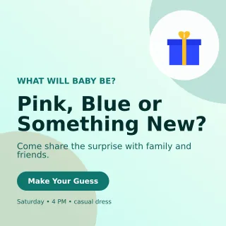 Aurora Gender Reveal Square Post — editable white family announcement template, instagram post