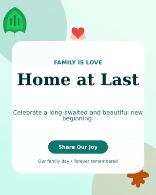 Botanical Adoption Welcome Portrait Post — editable white family announcement template, instagram portrait
