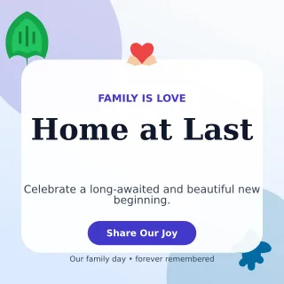Botanical Adoption Welcome Square Post — editable white family announcement template, instagram post