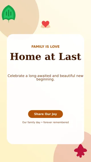 Botanical Adoption Welcome Story — editable white family announcement template, story / reel