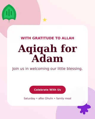 Botanical Aqiqah Invitation Portrait Post — editable white family announcement template, instagram portrait