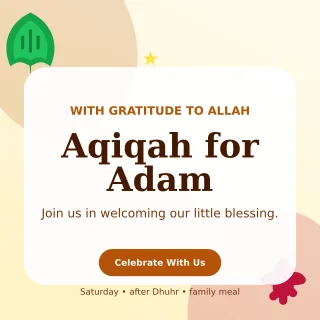 Botanical Aqiqah Invitation Square Post — editable white family announcement template, instagram post