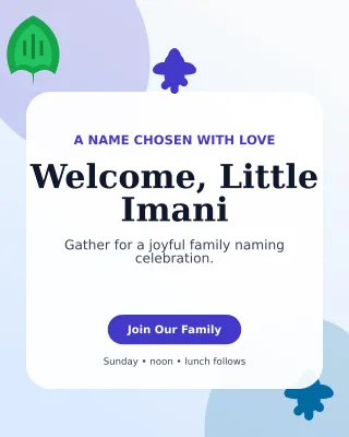 Botanical Baby Naming Day Portrait Post — editable white family announcement template, instagram portrait