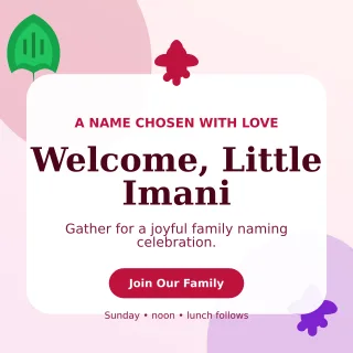 Botanical Baby Naming Day Square Post — editable white family announcement template, instagram post