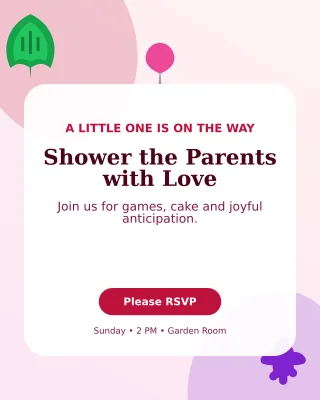 Botanical Baby Shower Portrait Post — editable white family announcement template, instagram portrait