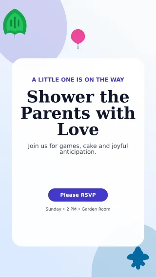 Botanical Baby Shower Story — editable white family announcement template, story / reel