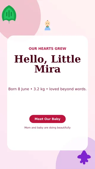 Botanical Birth Announcement Story — editable white family announcement template, story / reel