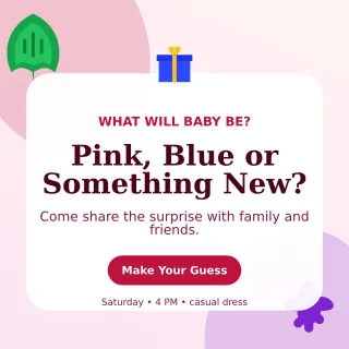 Botanical Gender Reveal Square Post — editable white family announcement template, instagram post