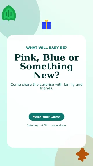 Botanical Gender Reveal Story — editable white family announcement template, story / reel