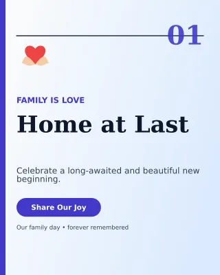 Editorial Adoption Welcome Portrait Post — editable white family announcement template, instagram portrait