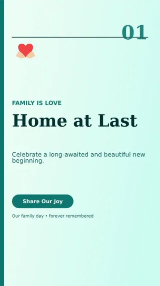 Editorial Adoption Welcome Story — editable white family announcement template, story / reel
