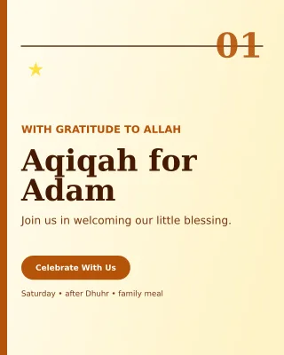 Editorial Aqiqah Invitation Portrait Post — editable white family announcement template, instagram portrait