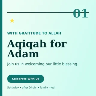 Editorial Aqiqah Invitation Square Post — editable white family announcement template, instagram post
