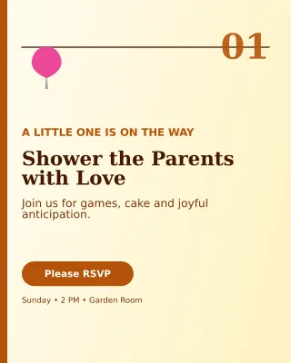 Editorial Baby Shower Portrait Post — editable white family announcement template, instagram portrait
