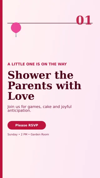 Editorial Baby Shower Story — editable white family announcement template, story / reel
