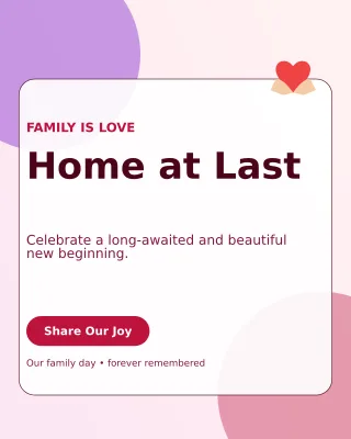 Glass Adoption Welcome Portrait Post — editable white family announcement template, instagram portrait