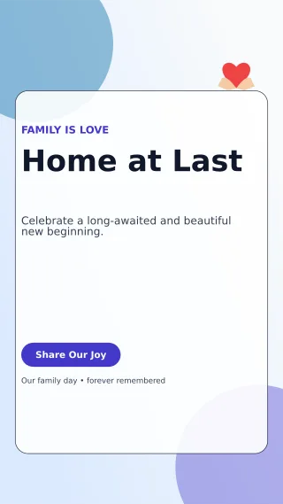 Glass Adoption Welcome Story — editable white family announcement template, story / reel