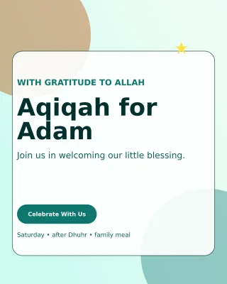 Glass Aqiqah Invitation Portrait Post — editable white family announcement template, instagram portrait