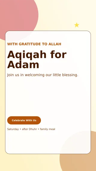 Glass Aqiqah Invitation Story — editable white family announcement template, story / reel