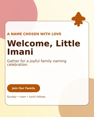 Glass Baby Naming Day Portrait Post — editable white family announcement template, instagram portrait