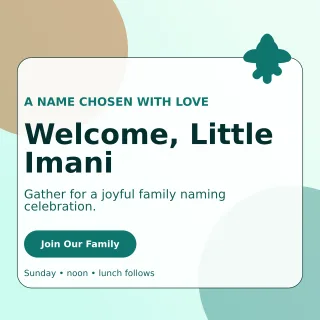 Glass Baby Naming Day Square Post — editable white family announcement template, instagram post