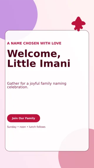Glass Baby Naming Day Story — editable white family announcement template, story / reel