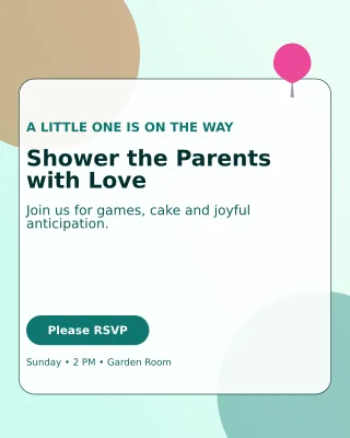 Glass Baby Shower Portrait Post — editable white family announcement template, instagram portrait