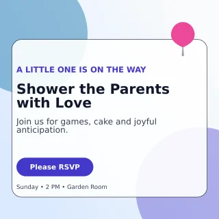 Glass Baby Shower Square Post — editable white family announcement template, instagram post